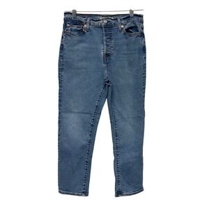 Levis Wedgie Straight High Rise Blue Jeans Medium Wash Denim Size 29
